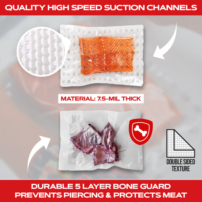 Forjars® Vacuum Sealer Roll - 8 in x 150 ft - Textured on Both Sides, 7.5 Mil Thickness