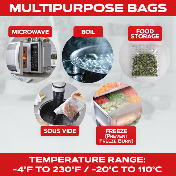 Forjars® 200 Count 11x16 Vacuum Sealer Bags - Textured on Both Sides, 7.5 Mil Thickness
