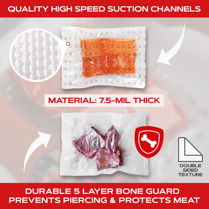 Forjars® 200 Count 8x12 Vacuum Sealer Bags - Textured on Both Sides, 7.5 Mil Thickness
