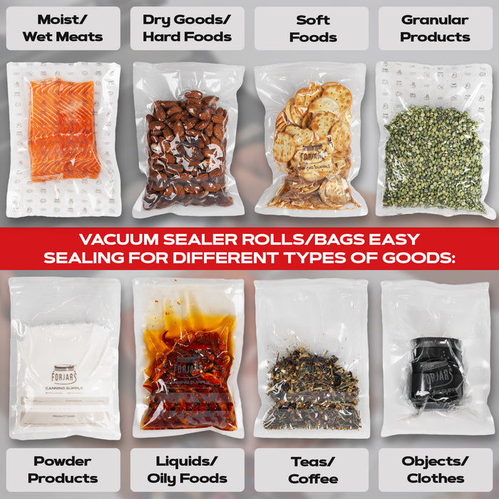 Forjars® 200 Count 8x12 Vacuum Sealer Bags - Textured on Both Sides, 7.5 Mil Thickness