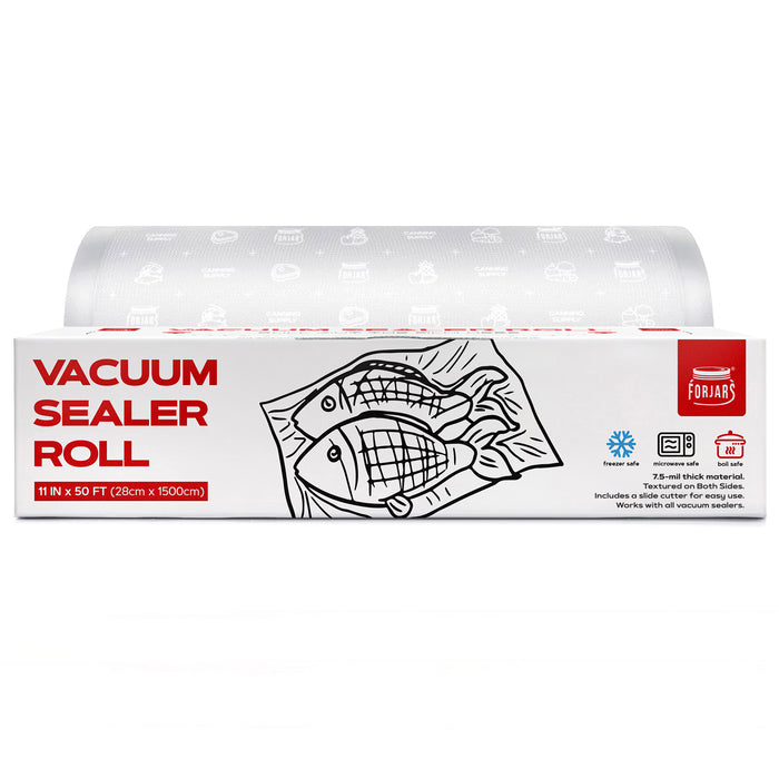 Forjars® Vacuum Sealer Roll 11 in x 50 ft - Textured on Both Sides, 7.5 Mil Thickness