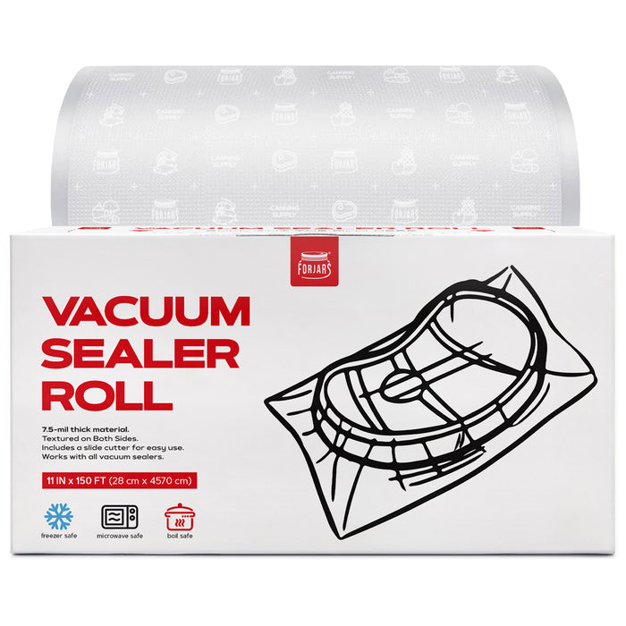 Forjars® Vacuum Sealer Roll 11 in x 150 ft - Textured on Both Sides, 7.5 Mil Thickness