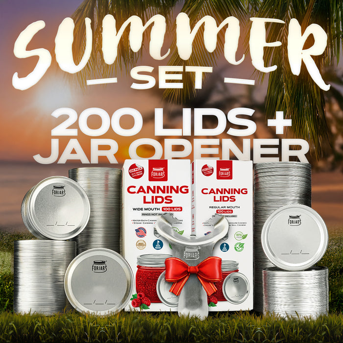 Forjars® Summer Set – 200 Lids + Jar Opener – 200 Lids + Jar Opener