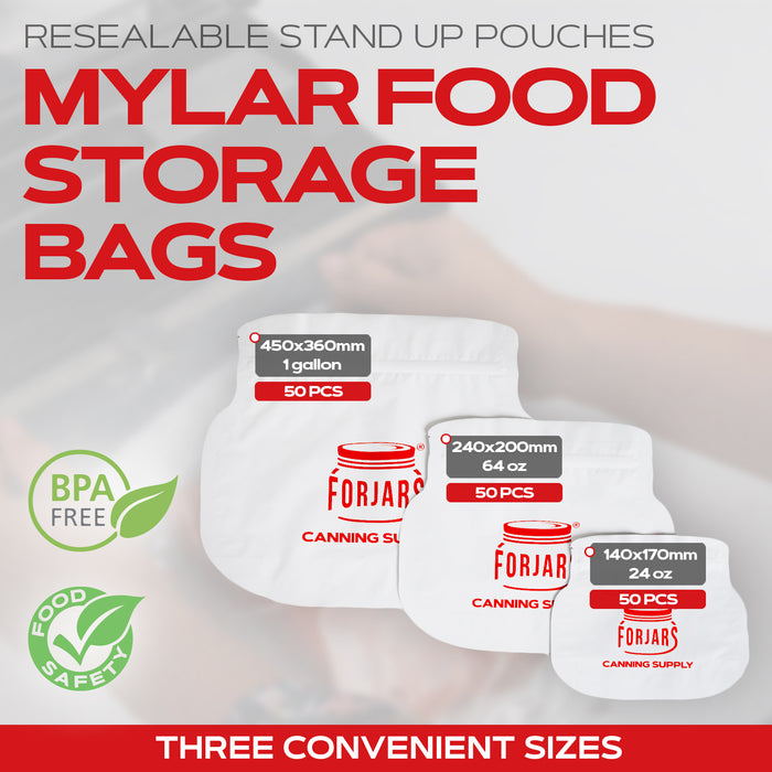 24oz Mylar Bags - 50 Count   7.5 mil per side (≈15 mil total)