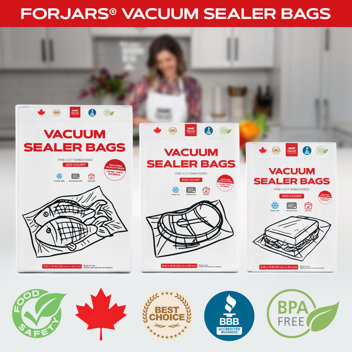 100 Count 8x12 Vacuum Sealer Bags - Textured on Both Sides, 7.5 Mil Thickness