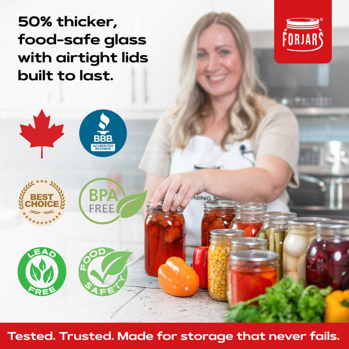 Premium Mason Jars – 32 oz (12-Pack) | Regular Mouth Glass Canning Jars