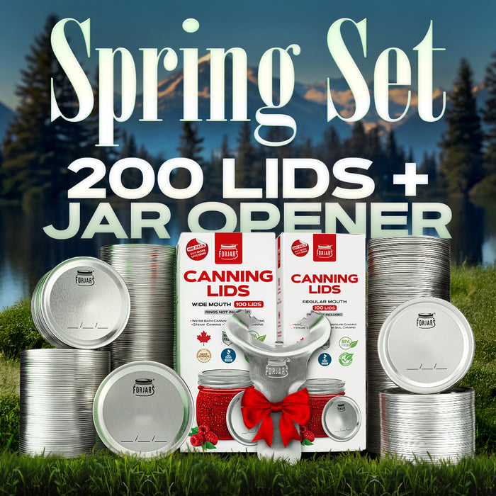 Forjars® Spring Set – 200 Lids + Jar Opener