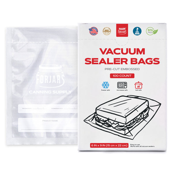 100 Count 6x9 Vacuum Sealer Bags - Textured on Both Sides, 7.5 Mil Thickness
