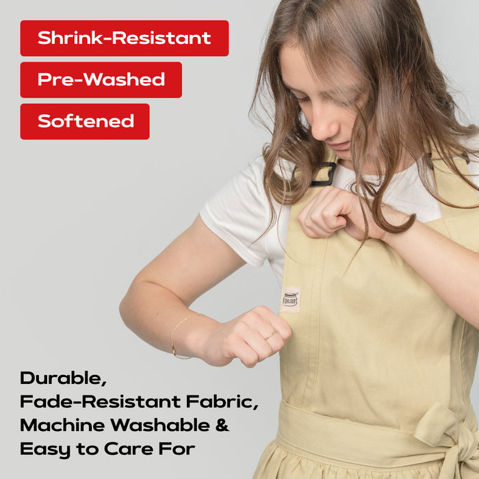 FORJARS®  Apron — Adjustable Fit Cotton-Linen & Denim Apron with Pockets, One Size Fits All, 5 Colors