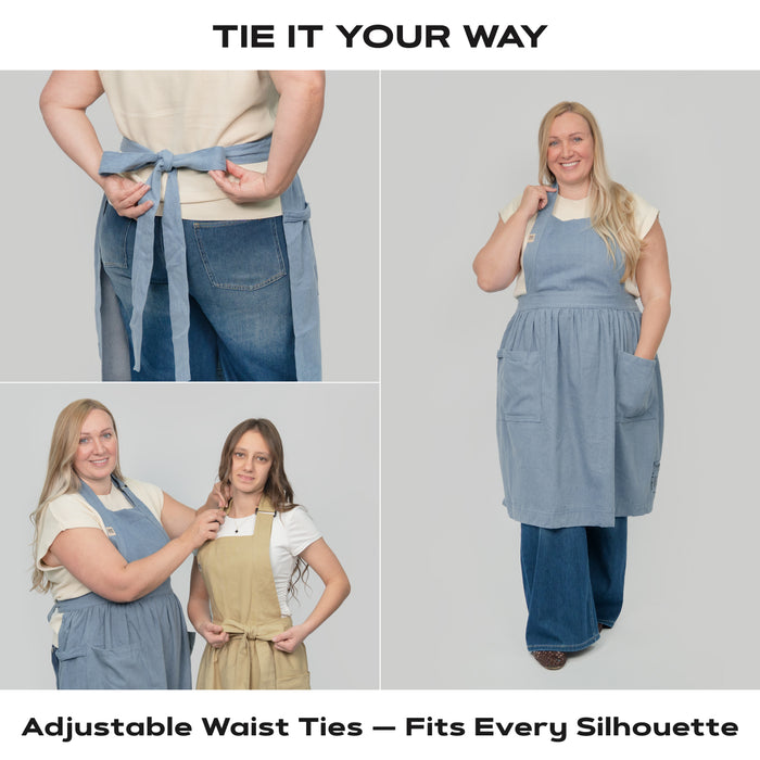 FORJARS®  Apron — Adjustable Fit Cotton-Linen & Denim Apron with Pockets, One Size Fits All, 5 Colors