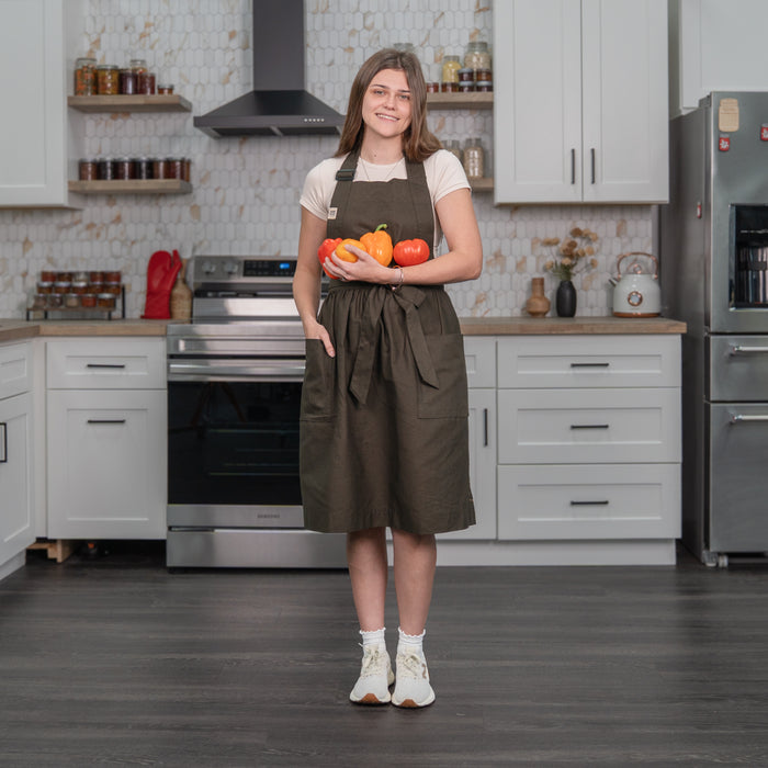 FORJARS®  Apron — Adjustable Fit Cotton-Linen & Denim Apron with Pockets, One Size Fits All, 5 Colors
