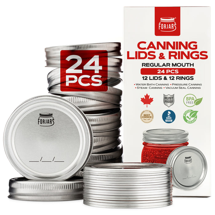 12 Regular Mouth Canning Lids & 12 Rings
