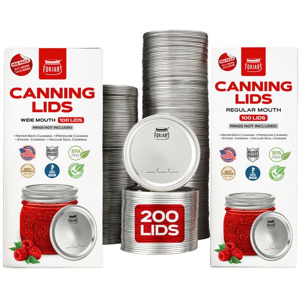 200 Count: 100 Regular Mouth + 100 Wide Mouth Canning Lids