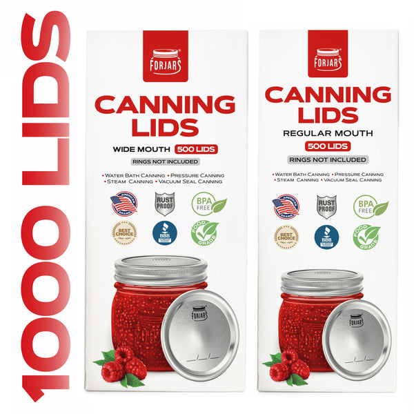 1000 Count: 500 Regular Mouth + 500 Wide Mouth Canning Lids