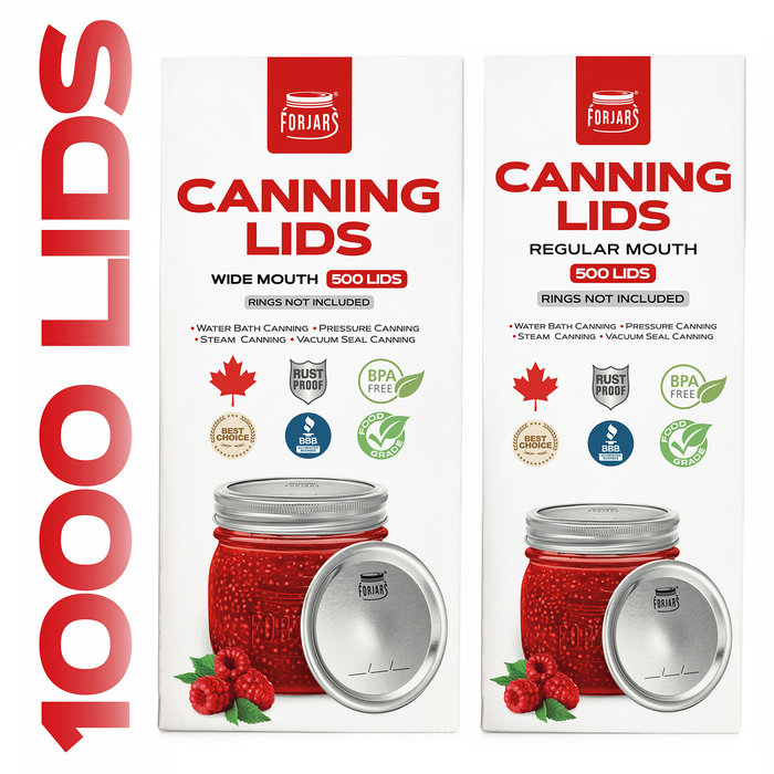 1000 Count: 500 Regular Mouth + 500 Wide Mouth Canning Lids