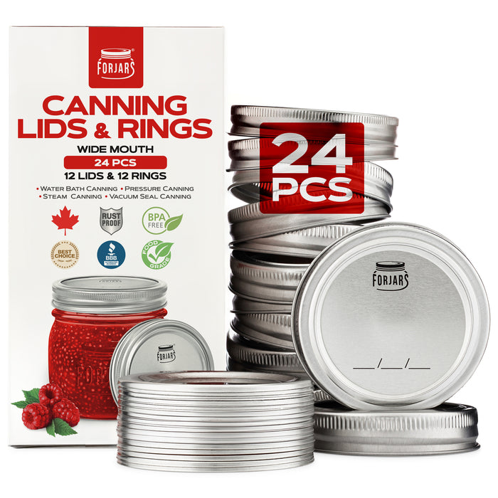 12 Wide Mouth Canning Lids & 12 Rings