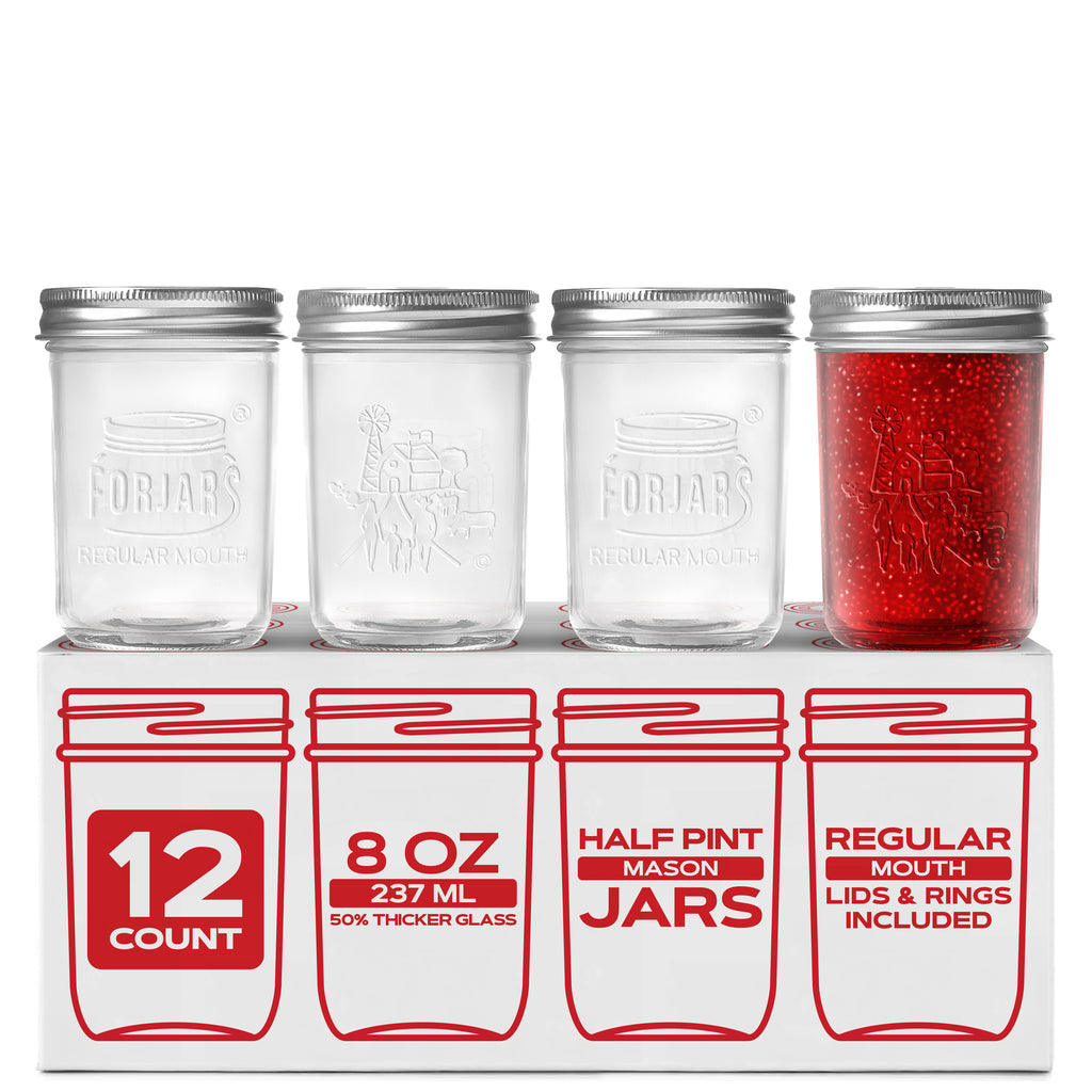 Premium Mason Jars – 8 oz (12-Pack) | Regular Mouth Glass Canning