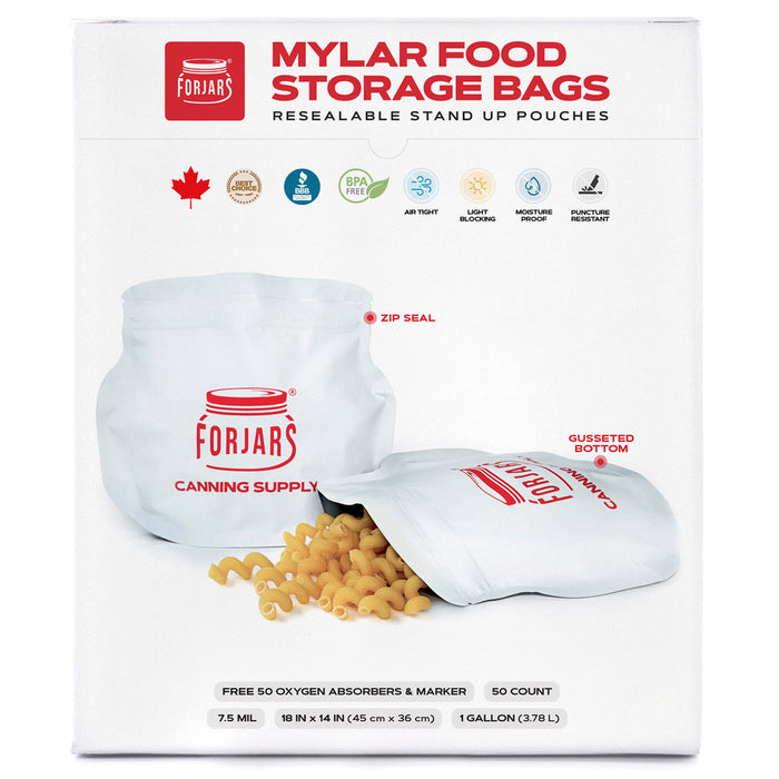 1 Gallon Mylar Bags — 50 Count   7.5 mil per side (≈15 mil total)
