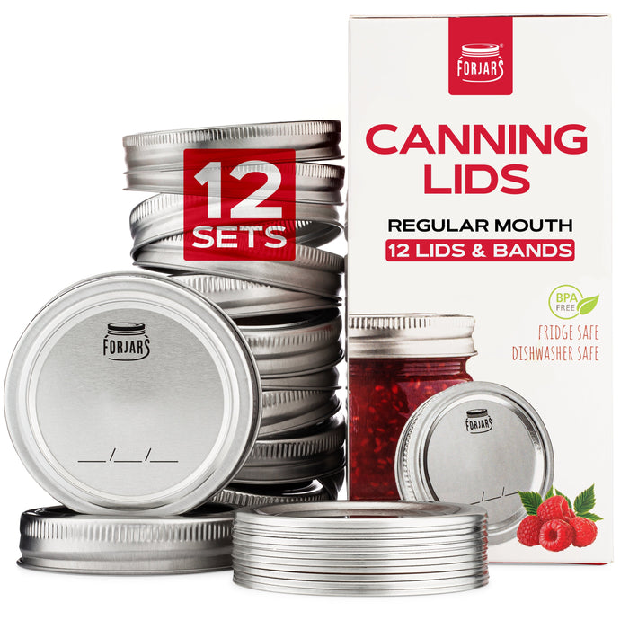 ForJars 12 Regular Mouth Canning Lids + 12 Bands — ForJars Canada